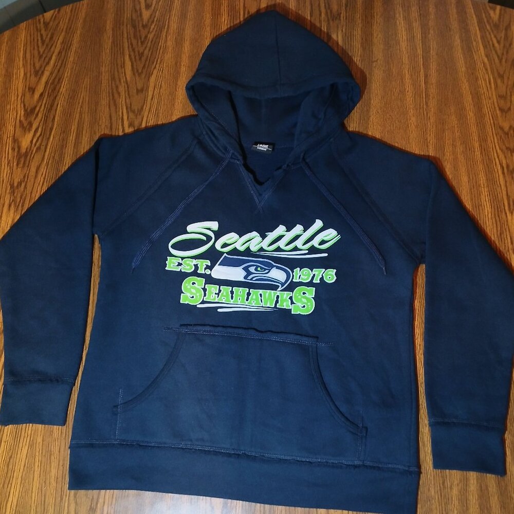 Women's Large NFL Team Apparel College Navy Seattle Seahawks Pullover Hoodie